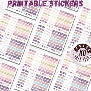 PRINTABLE *ONLY* Days of the Week Label Kit | Circle Flags | Planner Stickers