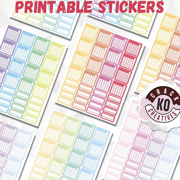 PRINTABLE *ONLY* Planner Sticker Set | Habit Trackers | Monthly, Weekly | Blank, Numbered | Functional Labels