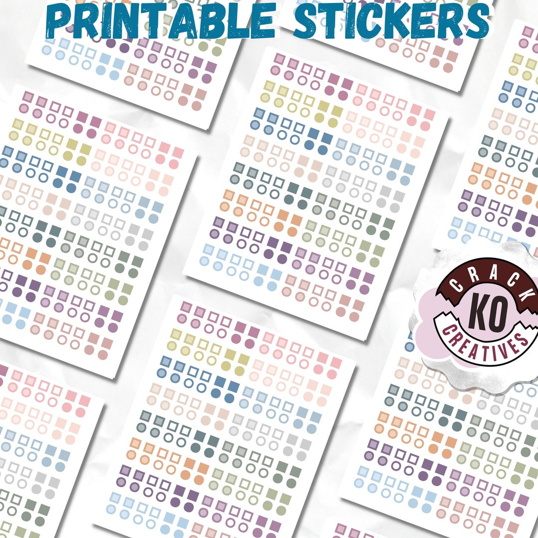 PRINTABLE *ONLY* Mini Square Circle Dots | Planner Stickers - Etsy
