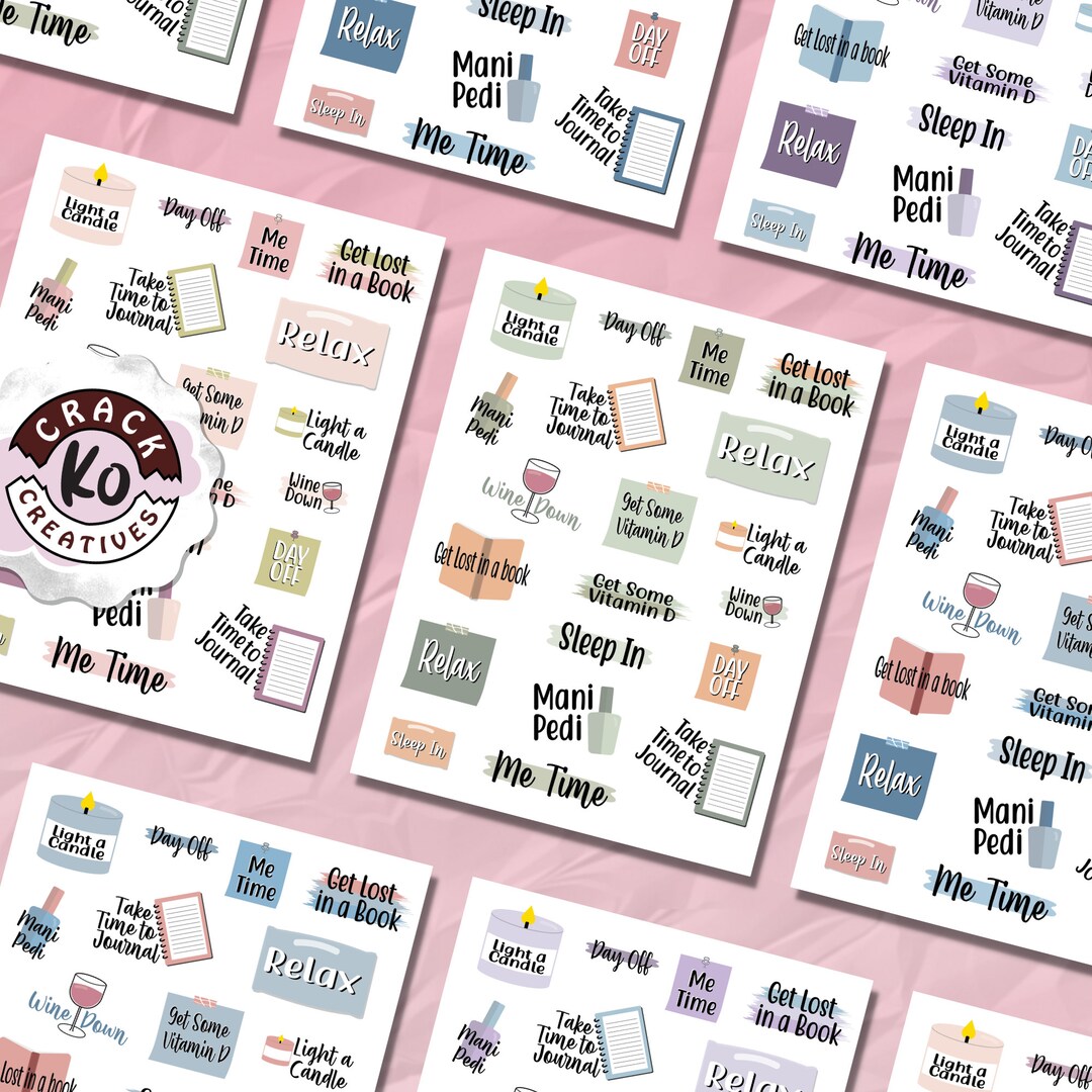 Self Care Planner Stickers: Relaxation & Me Time Icons - Etsy