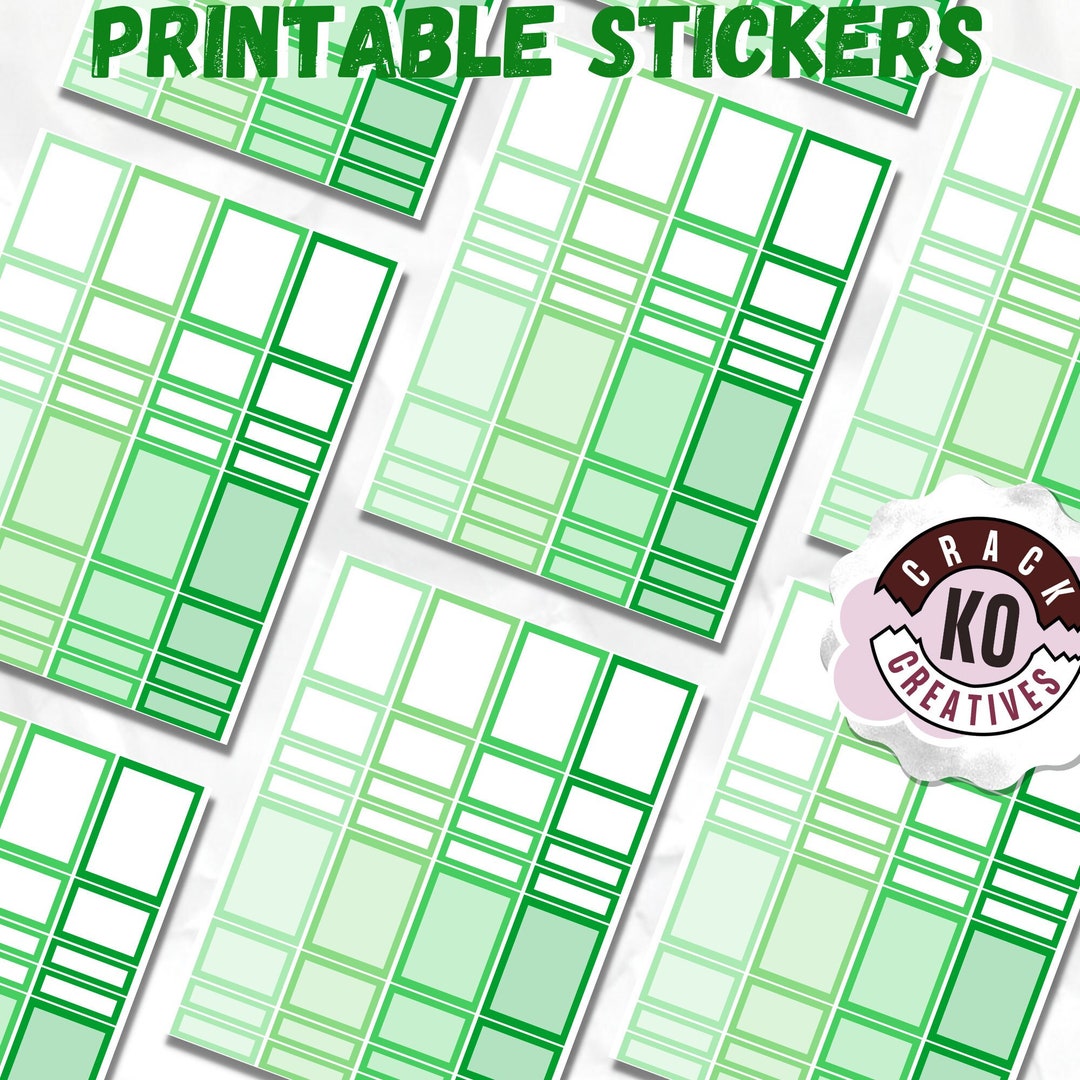 Sticker Coin Quarters Printable Planner Stickers: Full, Half, Quarter Boxes (digital Download ...