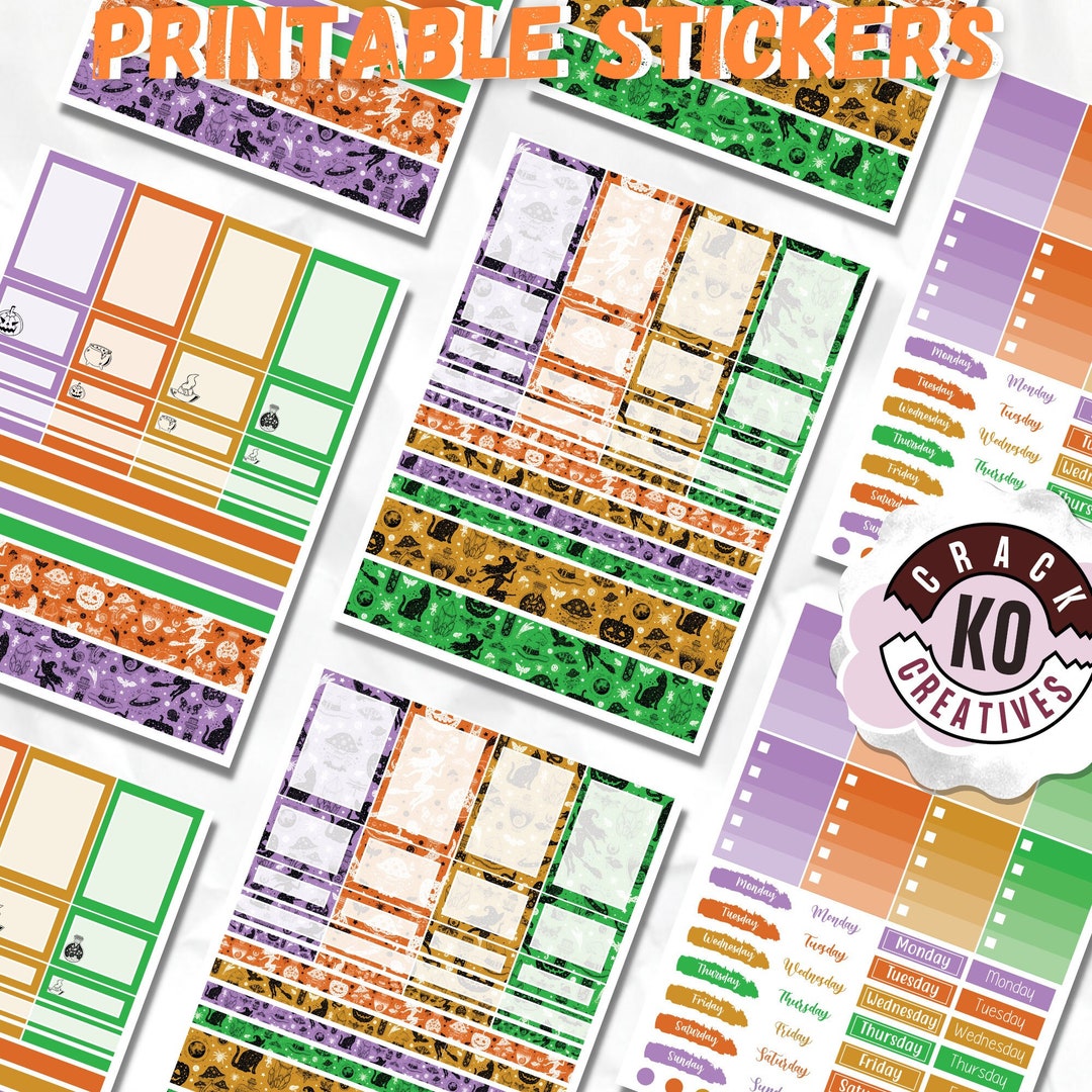 PRINTABLE *ONLY* Halloween October Fall Weekly Set | Vertical Planner ...