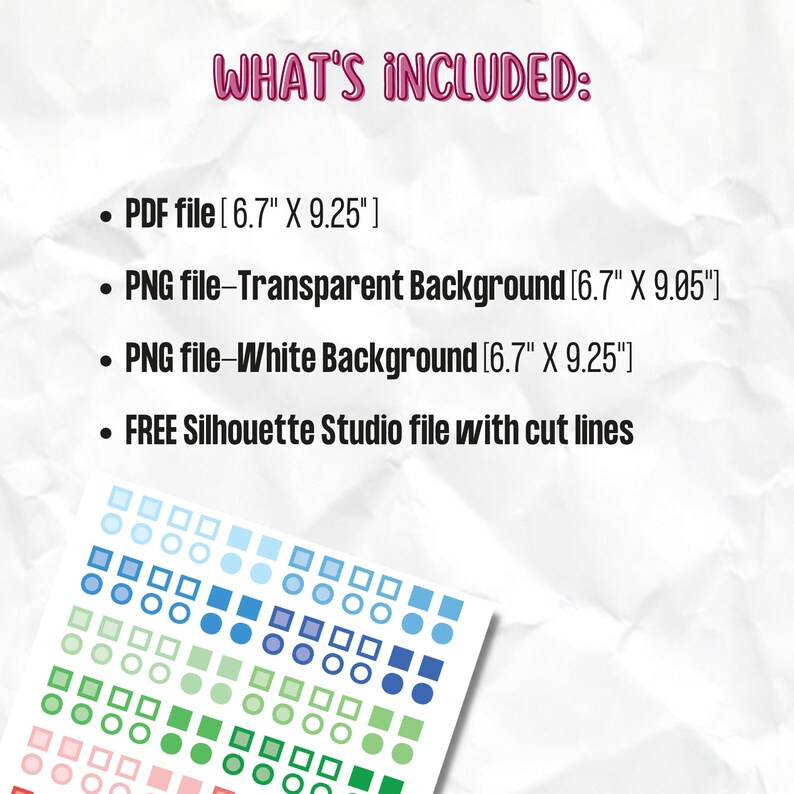 PRINTABLE *ONLY* Mini Square Circle Dots | Planner Stickers - Etsy