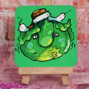 Christmas Sprout Drinks Coaster, Brussel Sprout Gift, Hostess Gift, Gardeners Gift, Christmas Table Décor, Secret Santa Gift For Men