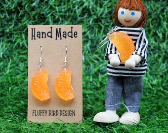 Orange Tangerine Earrings | Fruit Slice Jewellery | Citrus Lover Accessories | Statement Dangle Accessories