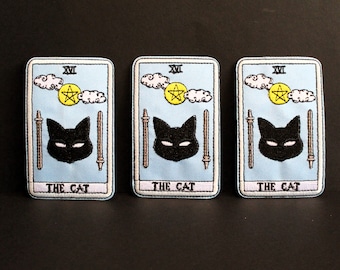 Cat Tarot Card Embroidered Patch, Sew on Badge, Journal Accessories