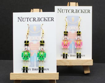 Nutcracker Earrings, Christmas Jewellery Gift, Ballet Dangles, Stocking Filler, Secret Santa, Festive Accessories, Acrylic