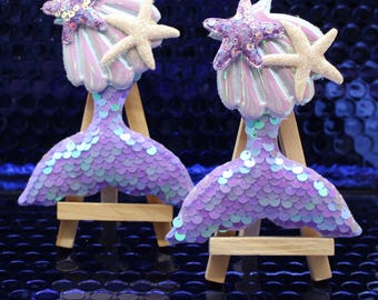 Mermaid Tail Hair Clips | Sparkly Fishtail Accessories | Starfish Hair Slides | Ocean Party Gift