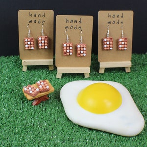 Egg Box Carton Dangle Earrings, Egg Earrings, Breakfast Gift, Kawaii Food Earrings, Chefs Gift, Gift for Allotment Gardener, Vegan Gift