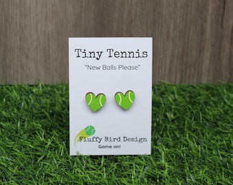Tennis Ball Stud Earrings , Wooden Jewellery - Game, Set Match