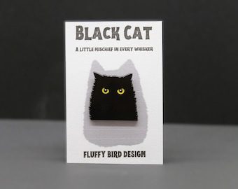 Black Cat Enamel pin– Cat Lapel Badge, Gift for Cat Lovers