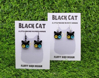 Black Cat Head Earrings – Minimalist Feline Gift