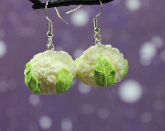 Cauliflower Earrings | Quirky Vegetable Dangle Jewellery | Gardeners Gift | Resin Veggie Lover Accessories