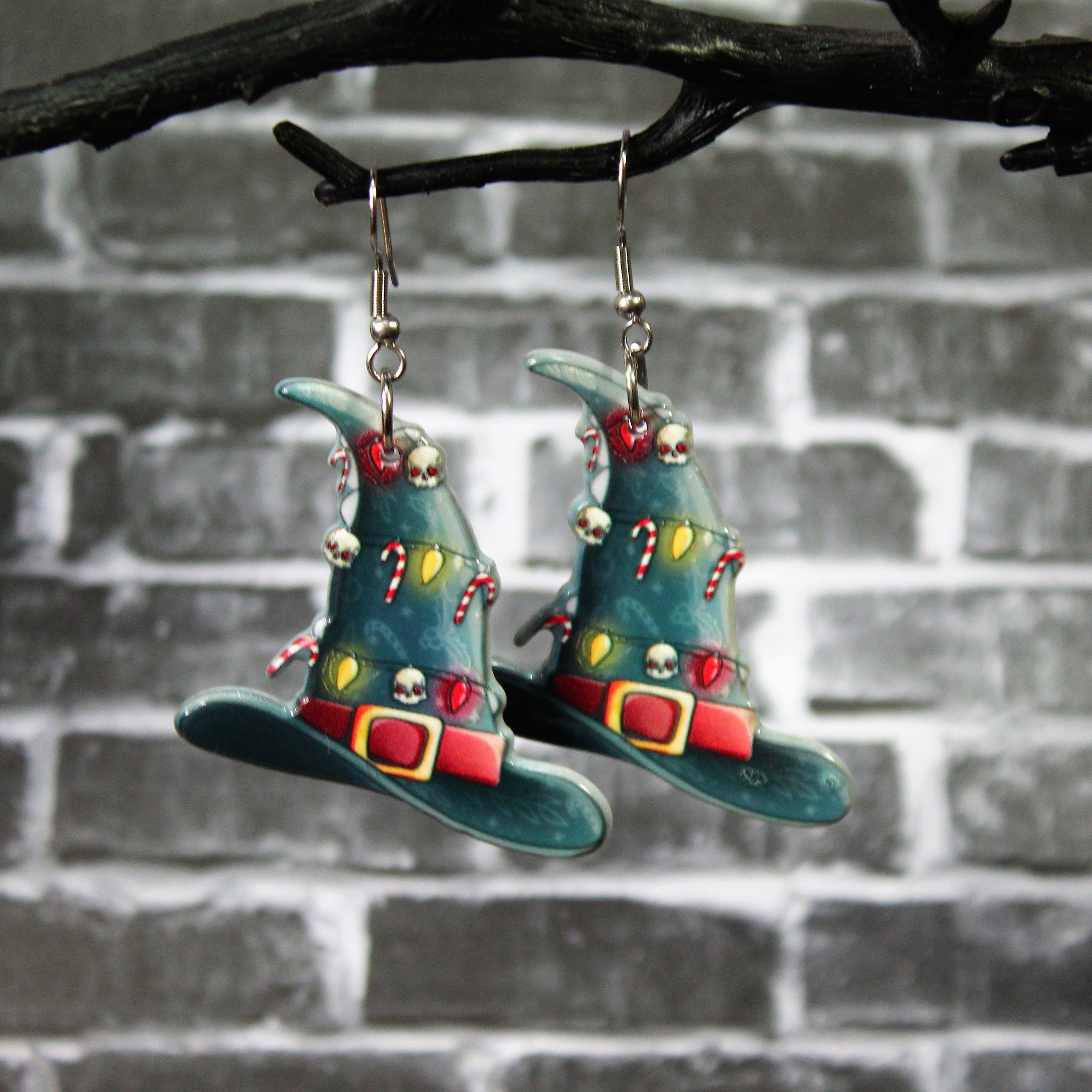 Christmas Hat Earrings | Witchy Dangle Jewellery | Festive Holiday Accessory