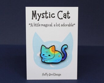Cat Enamel Pin, Mystic Kitten Brooch, Lapel pin, Backpack Accessories