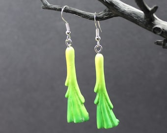 Leek Earrings, Vegetable Jewellery, Allotment Life, Resin Fashion Accessories
