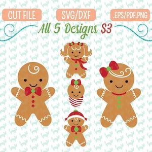 Gingerbread Family SVG bundle, DXF, EPS, png Files for Cutting Machines Cameo or Cricut - Ornament Svg, Christmas Svg Bundle