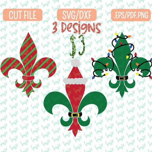 Fleur De Lis  SVG bundle, DXF, EPS, png Files for Cutting Machines Cameo or Cricut - Southern Svg, Christmas Svg Bundle