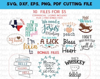 Southern Saying svg Bundle SVG, DXF, EPS, png Arquivos para máquinas de corte Cameo ou Cricut -4 de julho svg, Rustic svg