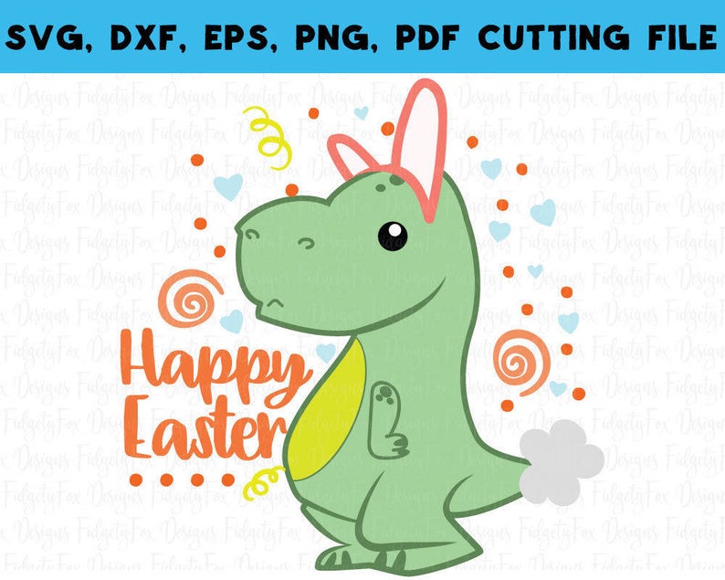 Happy Easter Dinosaur SVG DXF EPSPdf Png Files for Cutting | Etsy