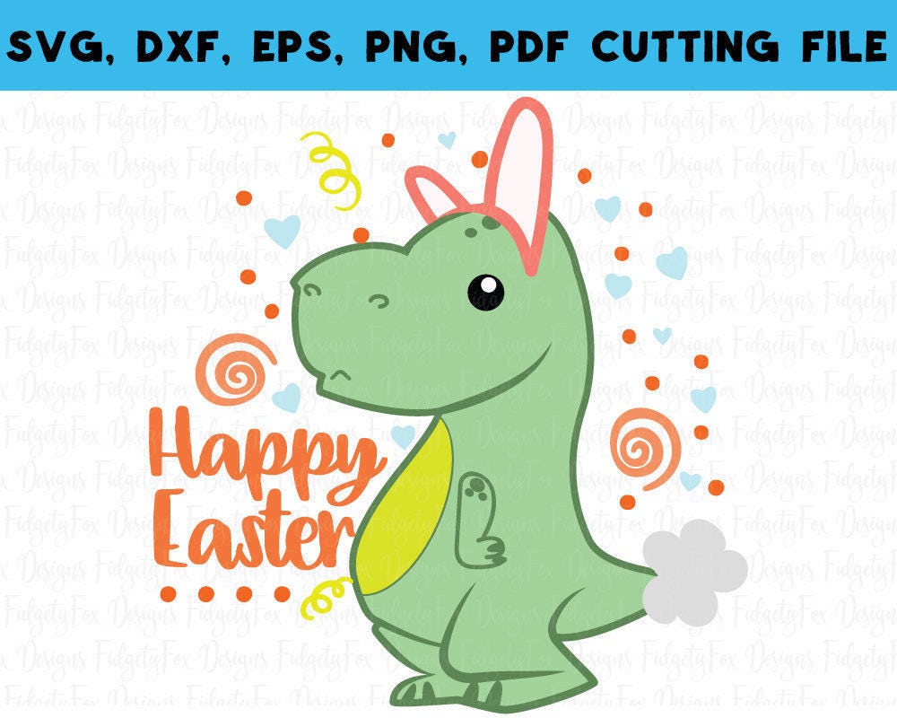 Happy Easter Dinosaur SVG DXF EPSPdf Png Files for Cutting | Etsy