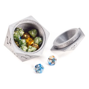 D20 Shaped Dice Container with screw lid