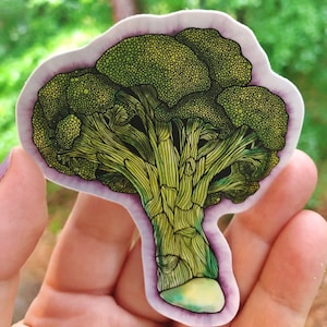 Sticker brocoli en vinyle découpé et résistant à l'eau