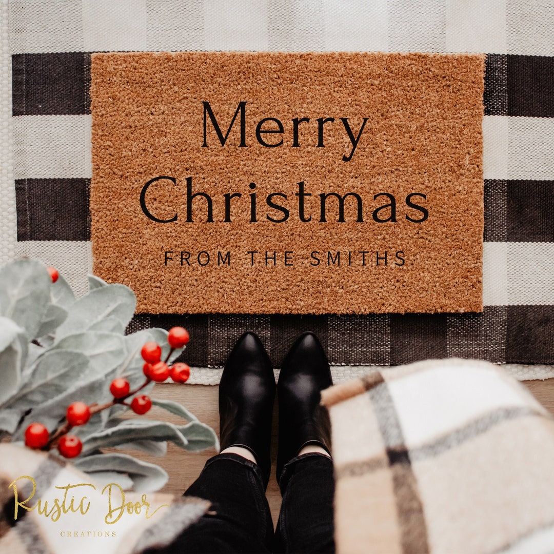 Personalized Merry Christmas Doormat Mat Holiday Door Mat Etsy