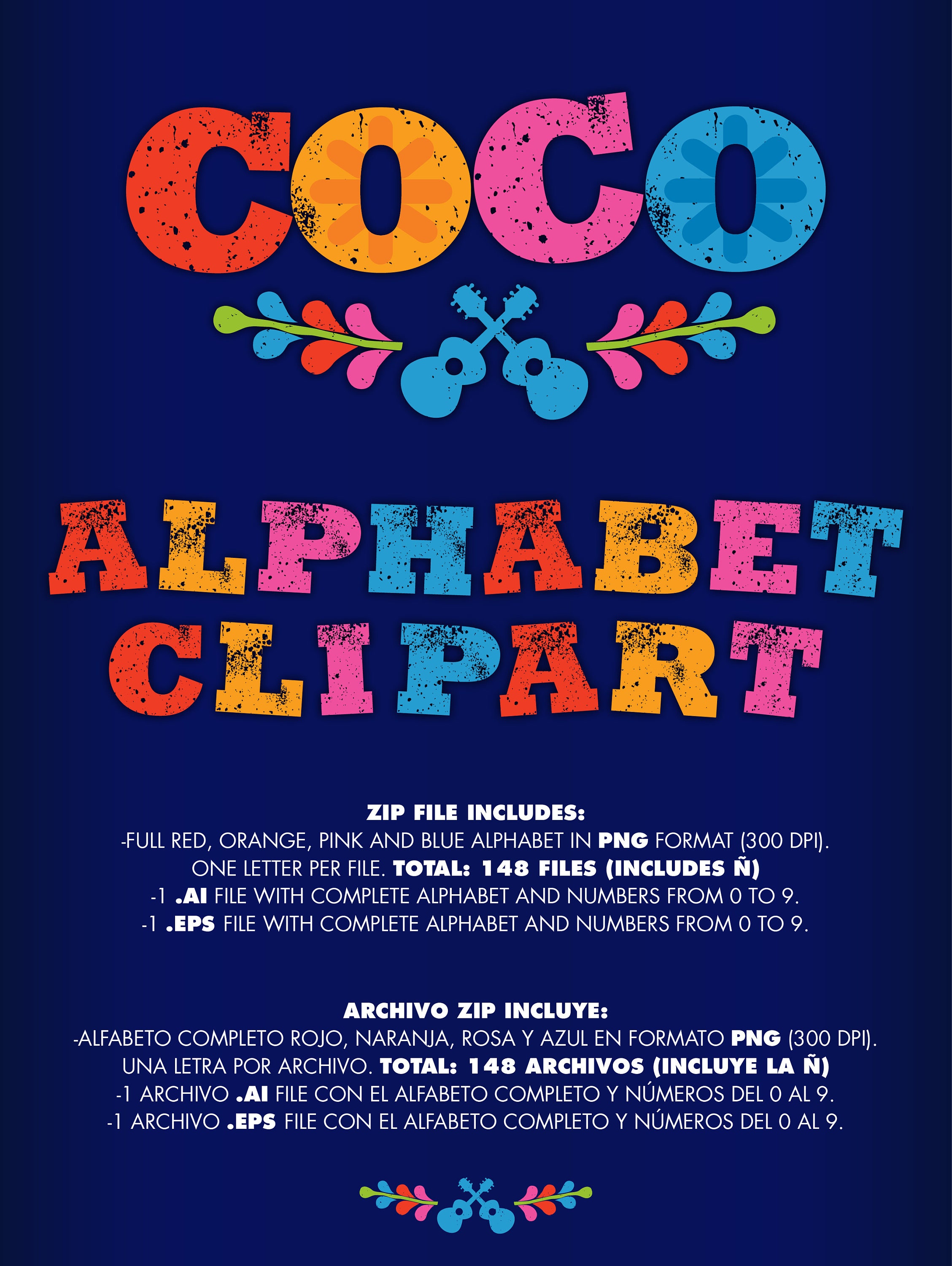 Full Alphabet COCO film Clipart PNG and VECTOR files. Etsy