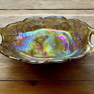 Vintage Indiana Glass Co Carnival Glass Lily Pad Sunflowers