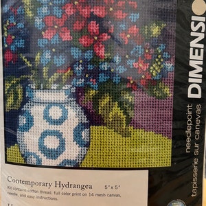 Dimensions Needlepoint Kit Conteporary Hydrangea 5”x5”