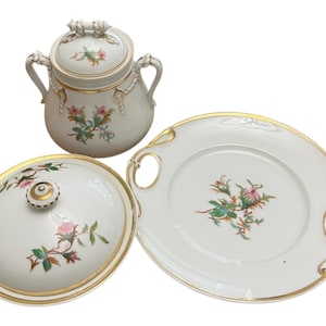 Vintage Haviland & Co Limoges Moss Rose 3 Piece Serving Set