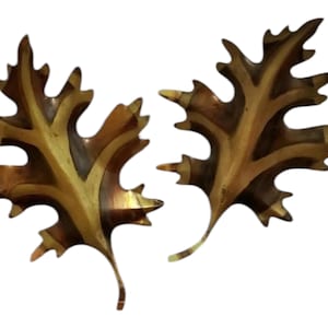 Vintage Copper Tone Oak Leaf Wall Hangings - MCM Home Decor Set