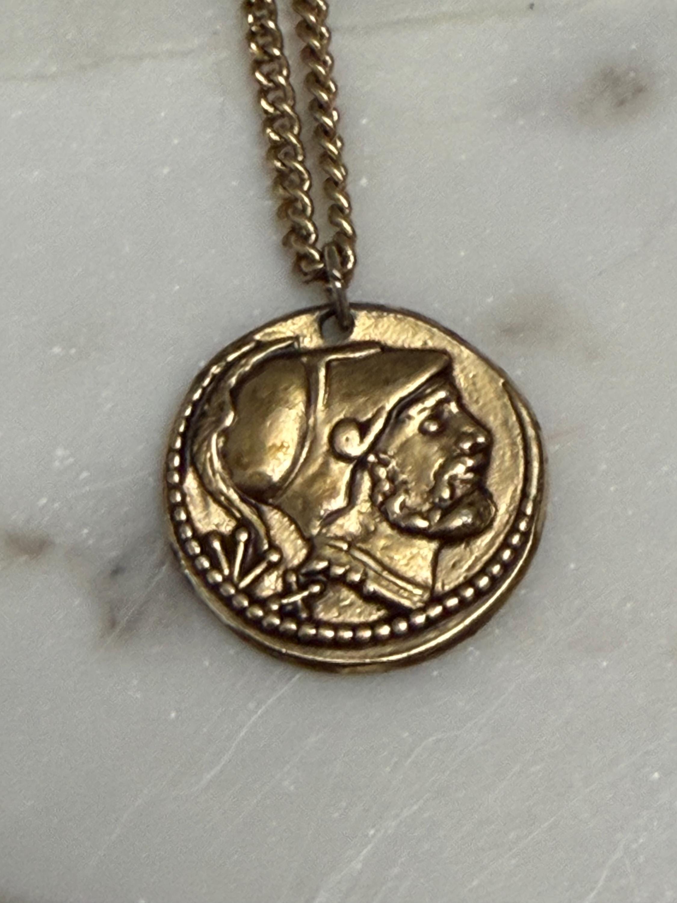 Vintage AVON Coin Necklace Gold Tone Coin Necklace, Double Sided Coin ...