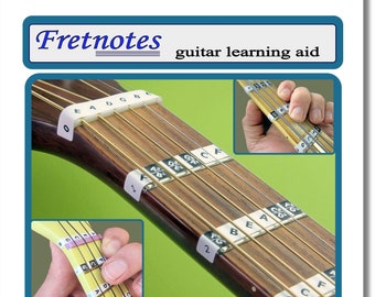 Guitar Stickers - FRETNOTES Music Learning Aid for Bass, Electric, Acoustic and Classical Guitar and Ukulele - Note Map Label Tab Decal