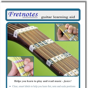 Guitar Stickers - FRETNOTES Music Learning Aid for Bass, Electric, Acoustic and Classical Guitar and Ukulele - Note Map Label Tab Decal