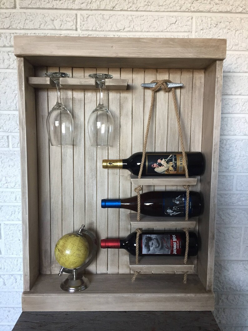 Nautical Wine Rack Coastal Wine Storage Wall Hanging Wine Etsy