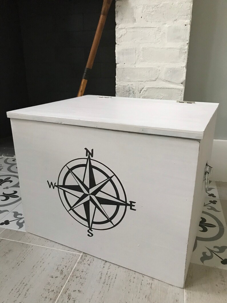 Nautical Wood Blanket Chest Coastal Furniture Beach House Etsy