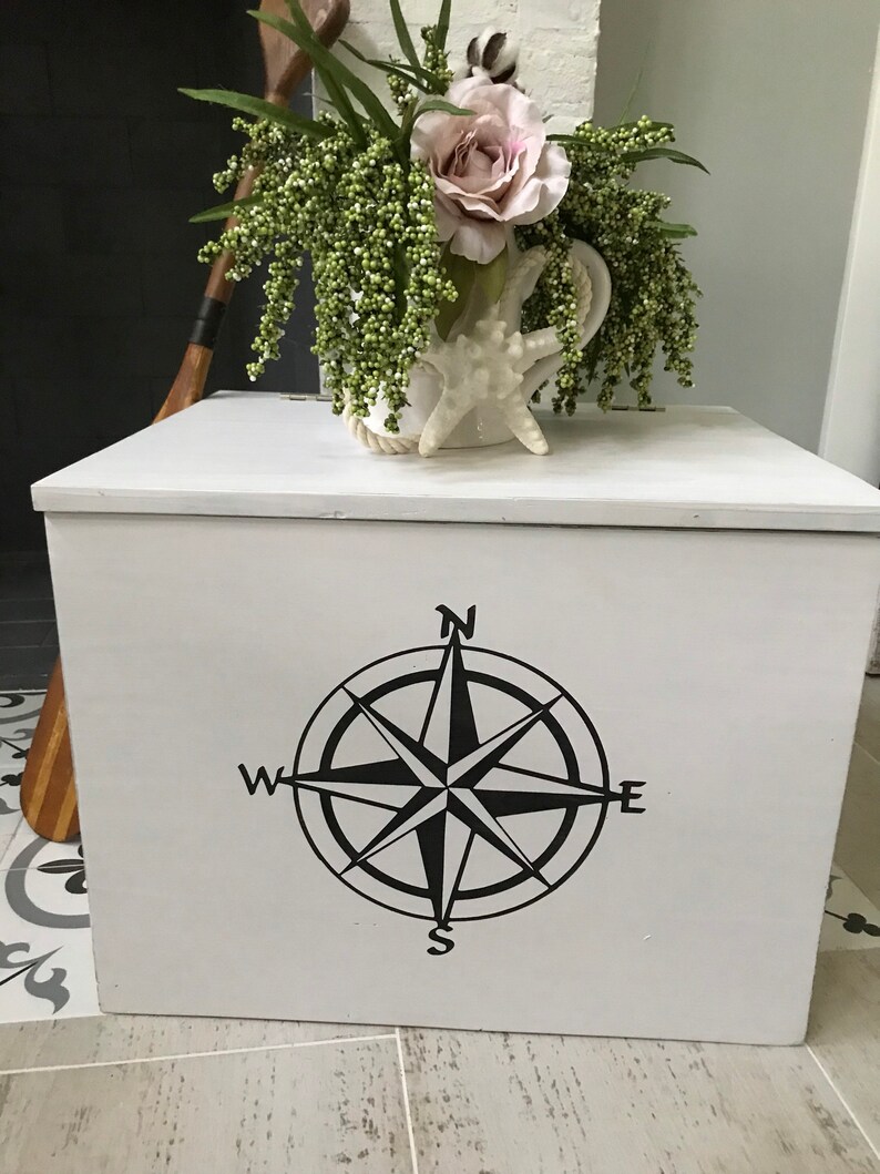 Nautical Wood Blanket Chest Coastal Furniture Beach House Etsy