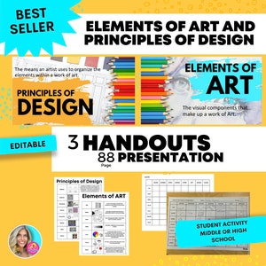 Elements of Art and Principles of Design- PP, handouts- Lesson 1 High School or MS