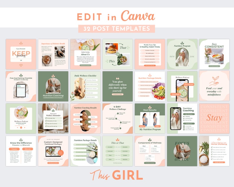 Wellness Instagram Post Templates for Canva (digital Download) - Etsy