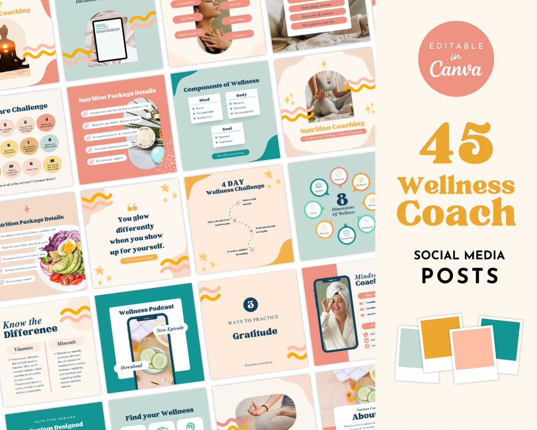 Wellness Coach Instagram Posts | Canva Templates (digital Download) - Etsy