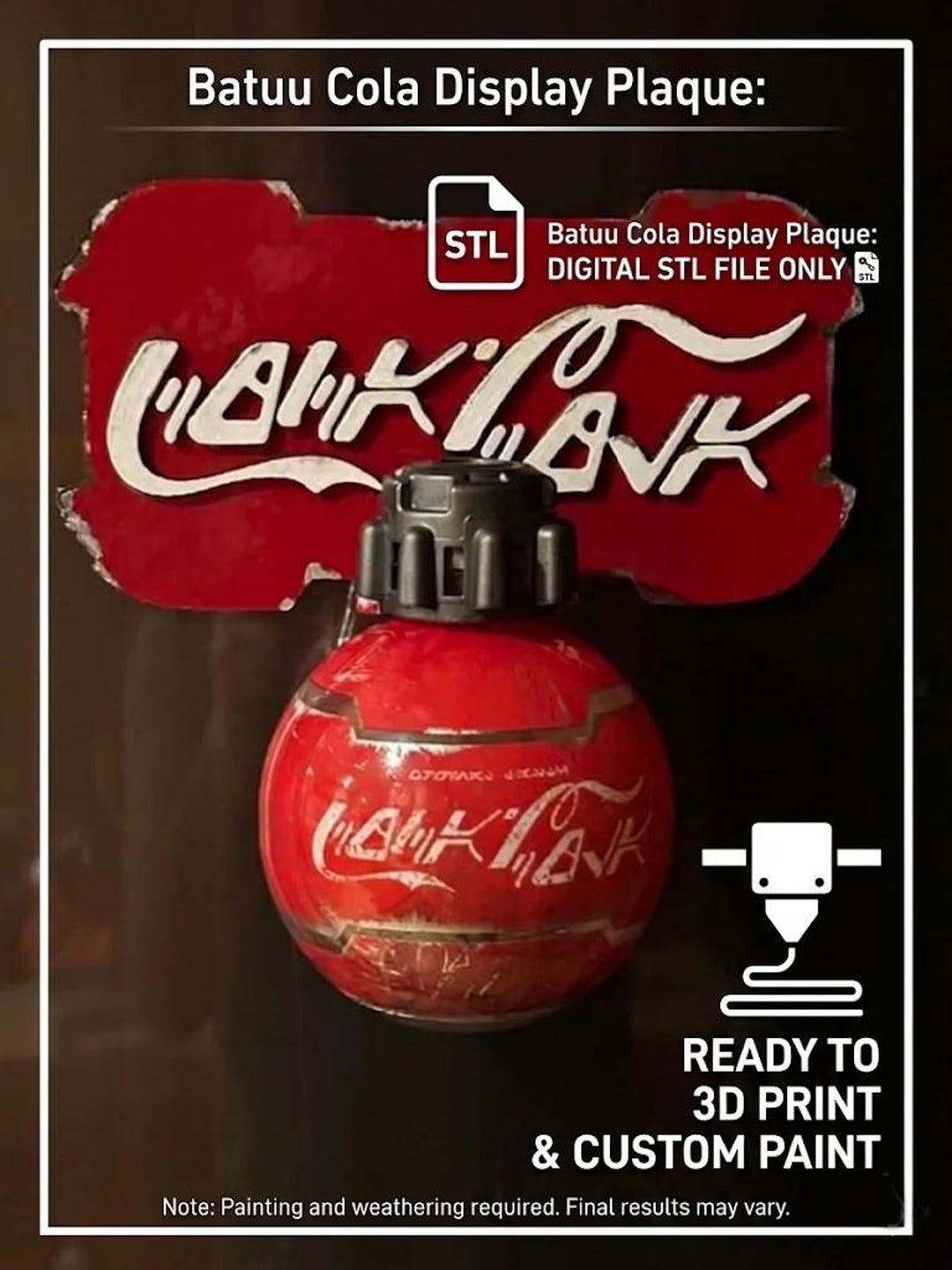 Galaxy's Edge Coke Bottle Display Plaque STL File - Etsy