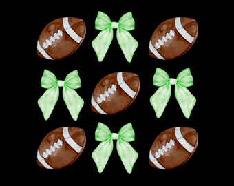 Green Football Coquette PNG for Sublimation/DTF