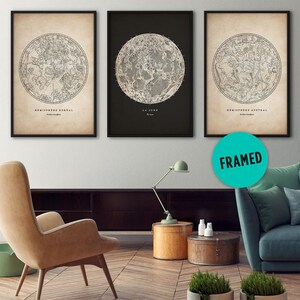 Sterrenkaart set, Ingelijste Kunst, Sterrenbeelden Set, Constellation Print, Star Chart, Astronomie Print, Moon Poster, Groot Frame, Constellations