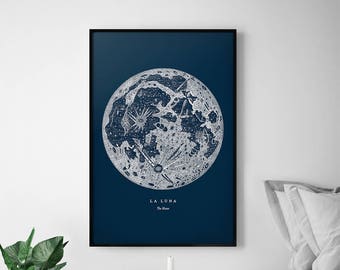 Moon Poster, Moon Print, Full Moon Print, Full Moon Poster, La Luna, La Lune, Moon Wall Art, Large Moon Poster