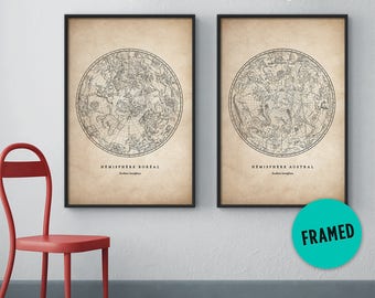 Sternbild Druck Set, Gerahmte Kunst, Astronomie Druck, Sternbild Kunst, Sternbild Karte Druck, Himmlische Karte, Nördliche Konstellationen, Gerahmte Set