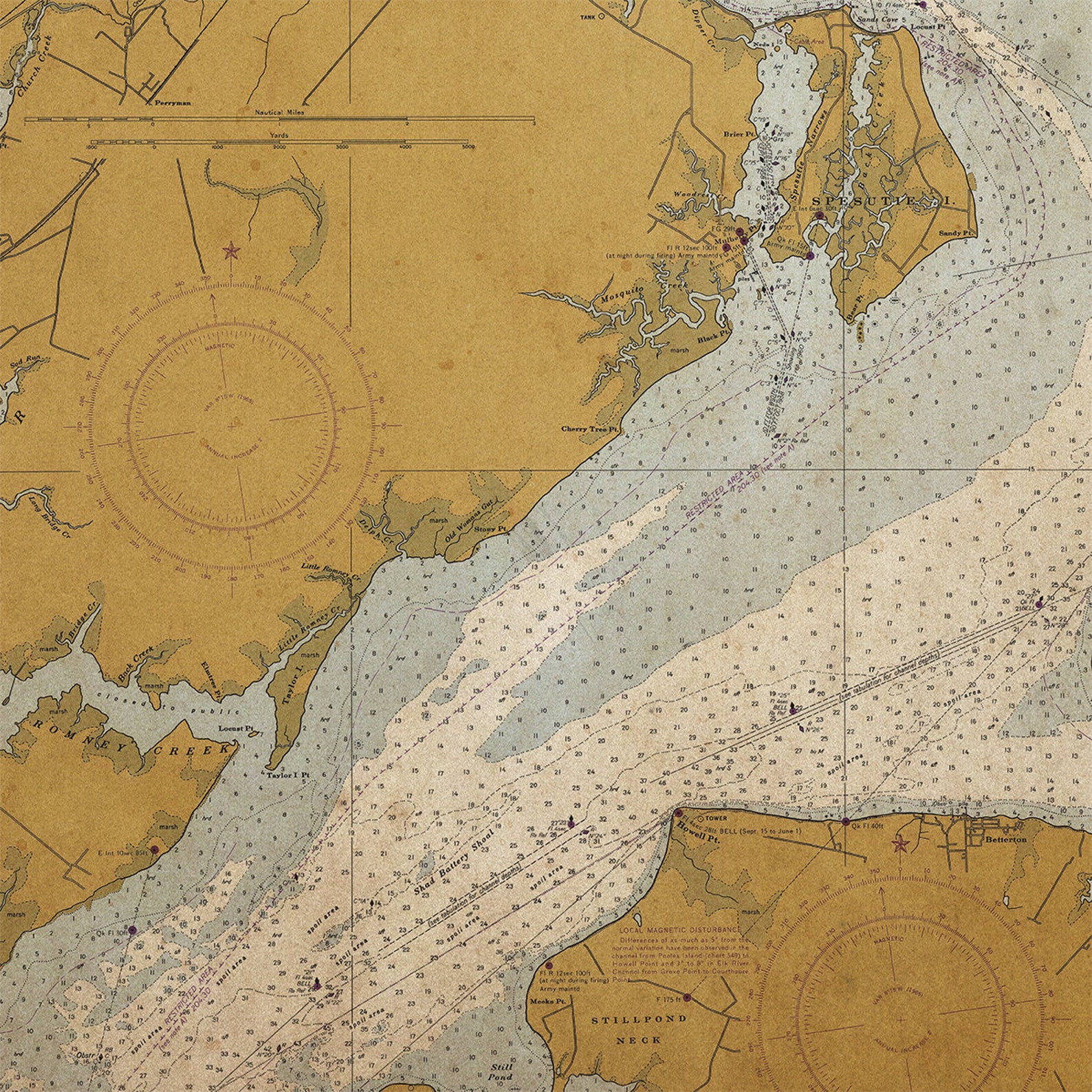 Upper Chesapeake Bay Map Framed Art Maryland Map Nautical | Etsy