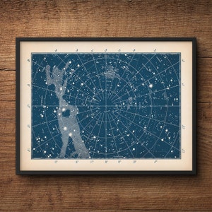 Mapa estelar, Carta estelar, Impresión de constelaciones, Mapa de constelaciones, Póster de constelaciones, Póster de estrellas, Impresión de astronomía, Decoración náutica, Arte mural
