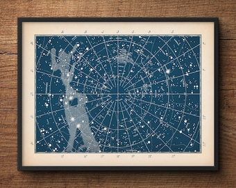 Star Map, Star Chart, Constellation Print, Constellation Map, Constellation Poster, Star Poster, Astronomy Print, Nautical Decor, Wall Art